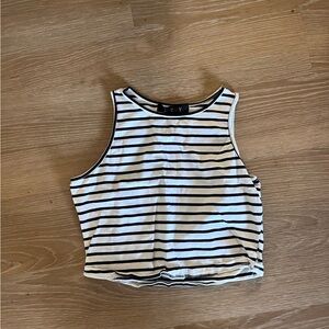Joeoy dark navy and white horizontal stripe tank top
